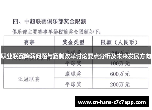 职业联赛降薪问题与赛制改革讨论要点分析及未来发展方向